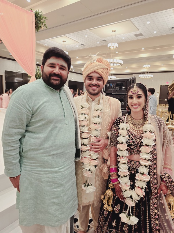 Wedding ceremony with priest and couple