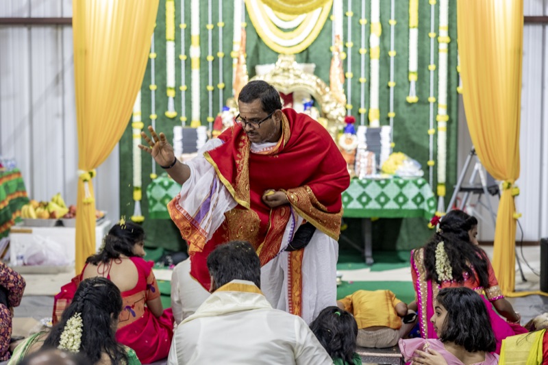 Ram Parivar event - priest addressing devotees